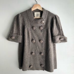 Anthro TWG 100% Cashmere brown button cardigan M